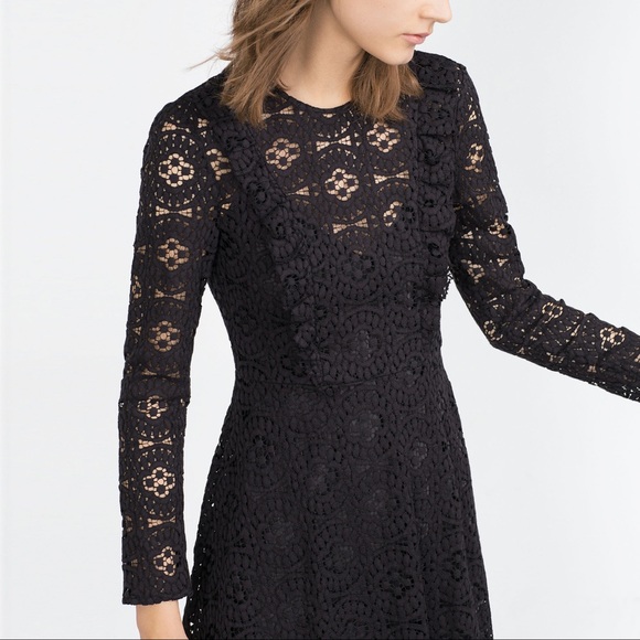 Zara Dresses & Skirts - Zara long sleeve crochet lace ruffles dress